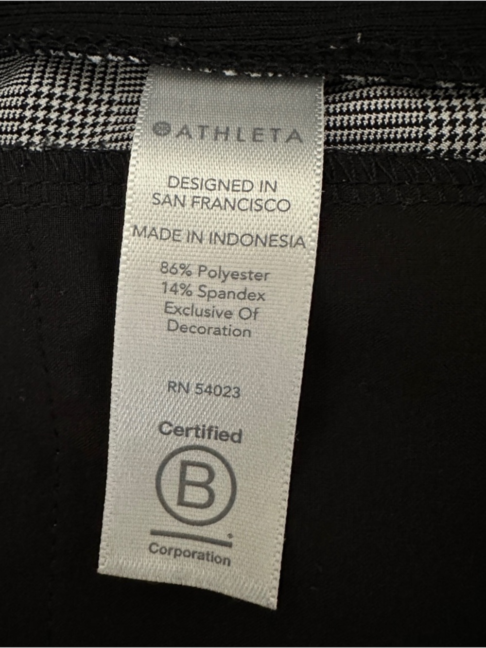Athleta Glen Plaid Brooklyn Ankle Pant Women’s 6 Black White Side Stripe - Picture 6 of 11